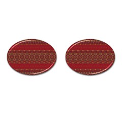 Boho Red Gold Cufflinks (oval) by SpinnyChairDesigns