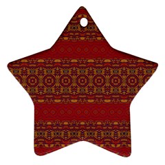 Boho Red Gold Star Ornament (two Sides) by SpinnyChairDesigns