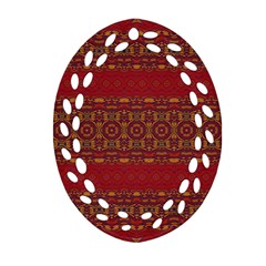 Boho Red Gold Ornament (oval Filigree) by SpinnyChairDesigns