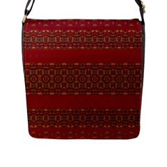 Boho Red Gold Flap Closure Messenger Bag (l) by SpinnyChairDesigns