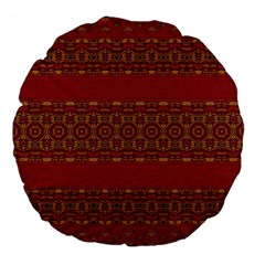 Boho Red Gold Large 18  Premium Flano Round Cushions by SpinnyChairDesigns