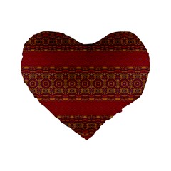 Boho Red Gold Standard 16  Premium Flano Heart Shape Cushions by SpinnyChairDesigns