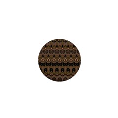 Boho Green Brown Pattern 1  Mini Buttons by SpinnyChairDesigns