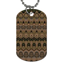 Boho Green Brown Pattern Dog Tag (one Side) by SpinnyChairDesigns