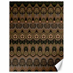 Boho Green Brown Pattern Canvas 12  X 16  by SpinnyChairDesigns