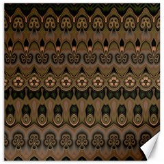 Boho Green Brown Pattern Canvas 20  X 20  by SpinnyChairDesigns