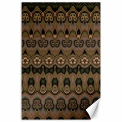 Boho Green Brown Pattern Canvas 24  X 36  by SpinnyChairDesigns