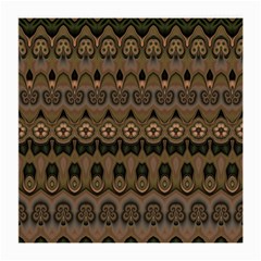 Boho Green Brown Pattern Medium Glasses Cloth (2 Sides) by SpinnyChairDesigns