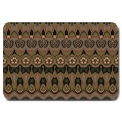 Boho Green Brown Pattern Large Doormat 