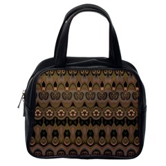 Boho Green Brown Pattern Classic Handbag (one Side) by SpinnyChairDesigns