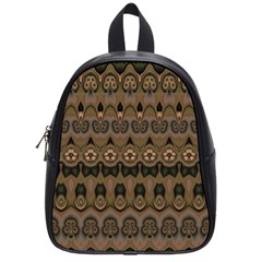 Boho Green Brown Pattern School Bag (small) by SpinnyChairDesigns