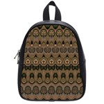 Boho Green Brown Pattern School Bag (Small) Front