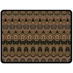 Boho Green Brown Pattern Fleece Blanket (large)  by SpinnyChairDesigns