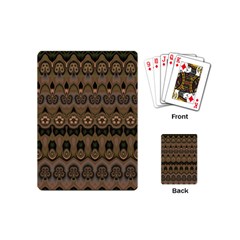 Boho Green Brown Pattern Playing Cards Single Design (mini) by SpinnyChairDesigns