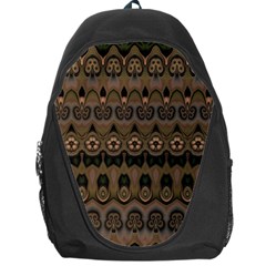 Boho Green Brown Pattern Backpack Bag by SpinnyChairDesigns