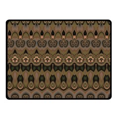 Boho Green Brown Pattern Double Sided Fleece Blanket (small)  by SpinnyChairDesigns