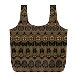 Boho Green Brown Pattern Full Print Recycle Bag (L) Back