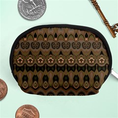 Boho Green Brown Pattern Accessory Pouch (medium) by SpinnyChairDesigns