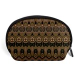 Boho Green Brown Pattern Accessory Pouch (Large) Front