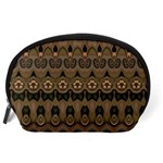 Boho Green Brown Pattern Accessory Pouch (Large) Back