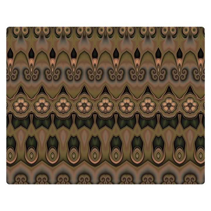 Boho Green Brown Pattern Double Sided Flano Blanket (Medium) 