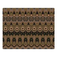 Boho Green Brown Pattern Double Sided Flano Blanket (large)  by SpinnyChairDesigns