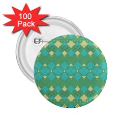 Boho Green Blue Checkered 2 25  Buttons (100 Pack)  by SpinnyChairDesigns