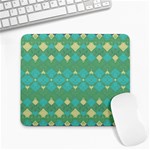 Boho Green Blue Checkered Large Mousepads Front