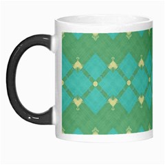 Boho Green Blue Checkered Morph Mugs by SpinnyChairDesigns