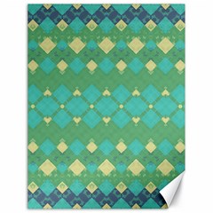 Boho Green Blue Checkered Canvas 18  X 24  by SpinnyChairDesigns