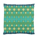 Boho Green Blue Checkered Standard Cushion Case (Two Sides) Front