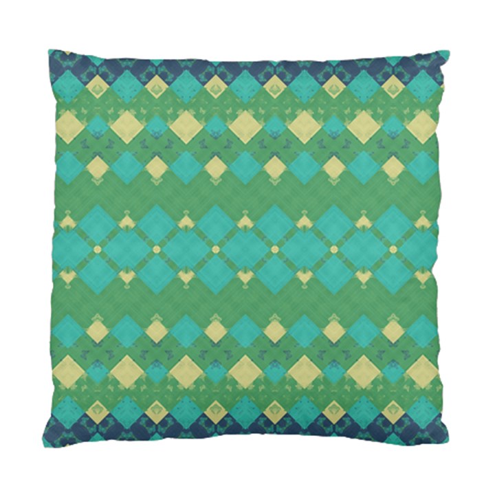 Boho Green Blue Checkered Standard Cushion Case (Two Sides)