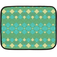 Boho Green Blue Checkered Double Sided Fleece Blanket (mini)  by SpinnyChairDesigns