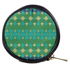 Boho Green Blue Checkered Mini Makeup Bag by SpinnyChairDesigns