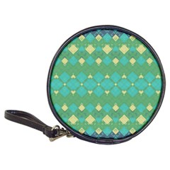 Boho Green Blue Checkered Classic 20-cd Wallets by SpinnyChairDesigns