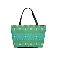 Boho Green Blue Checkered Classic Shoulder Handbag by SpinnyChairDesigns