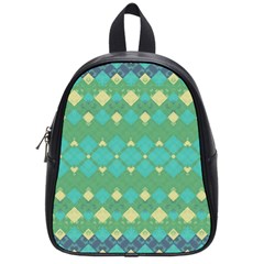 Boho Green Blue Checkered School Bag (small) by SpinnyChairDesigns