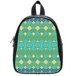 Boho Green Blue Checkered School Bag (Small) Front