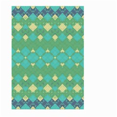 Boho Green Blue Checkered Large Garden Flag (two Sides) by SpinnyChairDesigns