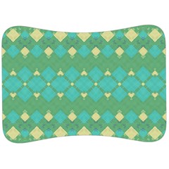 Boho Green Blue Checkered Velour Seat Head Rest Cushion by SpinnyChairDesigns