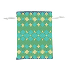 Boho Green Blue Checkered Lightweight Drawstring Pouch (m) by SpinnyChairDesigns