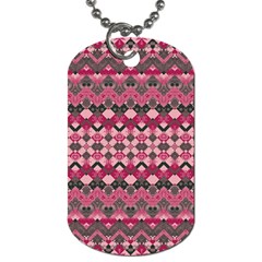 Boho Pink Grey  Dog Tag (one Side) by SpinnyChairDesigns