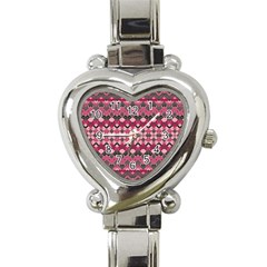 Boho Pink Grey  Heart Italian Charm Watch by SpinnyChairDesigns