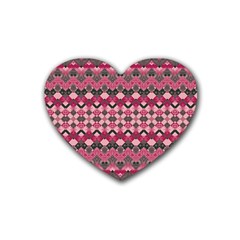 Boho Pink Grey  Rubber Coaster (heart)  by SpinnyChairDesigns