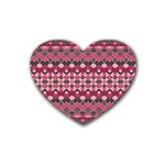 Boho Pink Grey  Heart Coaster (4 pack)  Front