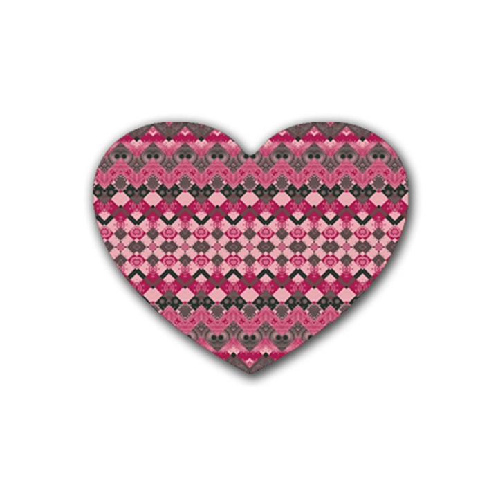 Boho Pink Grey  Heart Coaster (4 pack) 