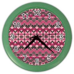 Boho Pink Grey  Color Wall Clock by SpinnyChairDesigns