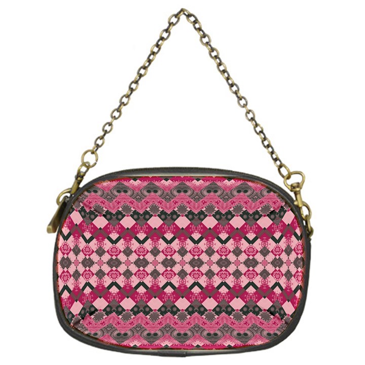 Boho Pink Grey  Chain Purse (One Side)