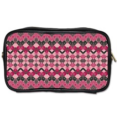 Boho Pink Grey  Toiletries Bag (one Side) by SpinnyChairDesigns