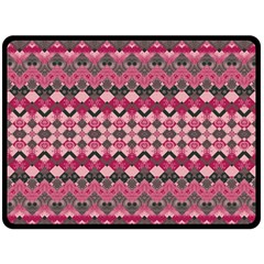 Boho Pink Grey  Fleece Blanket (large)  by SpinnyChairDesigns